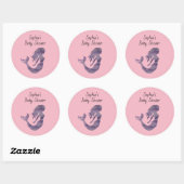 Paarse zeemeermin schilderij Baby shower gepersona Ronde Sticker (Vel)