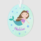 Paarse Zeemeermin Script Naam Aqua Ornament (voorkant)