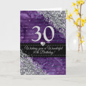 Paarse Zeemeermin Silver Glitter Happy Birthday Kaart (Gele Bloem)