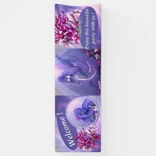 Paarse zeemeermin spandoek (Verticaal)