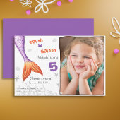 Paarse zeemeermin staart splash zomer meisje verja kaart