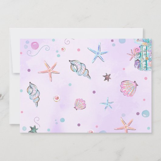 Paarse Zeemeermin staart Verjaardag Foto Uitnodigi Kaart (Achterkant)