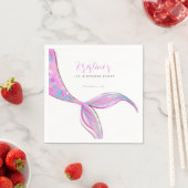 Paarse zeemeermin staart verjaardagspapier servet (Insitu)