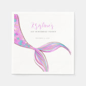 Paarse zeemeermin staart verjaardagspapier servet (Voorkant)