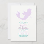 Paarse zeemeermin strand verjaardagsfeestje uitnod kaart (Voorkant)