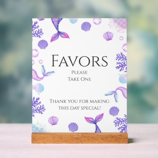 Paarse zeemeermin thema verjaardagsfeestje gunsten acryl bord (Neutraal)