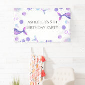 Paarse zeemeermin thema verjaardagsfeestje spandoek (Insitu)