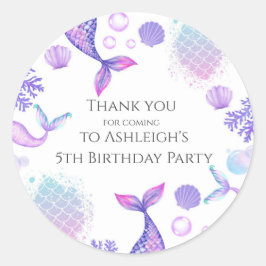 Paarse zeemeermin thema verjaardagsfeestje Sticker