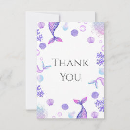 Paarse Zeemeermin Themaparty Verjaardagsfeestje Bedankkaart