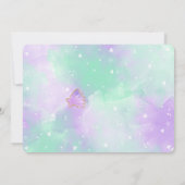 Paarse Zeemeermin Verjaardagsfoto Uitnodiging (Achterkant)