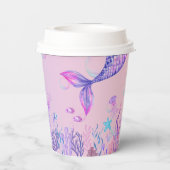 Paarse Zeemeermin Verjaardagspapier Cup Papieren Bekers (Achterkant)