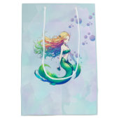 Paarse Zeemeermin Verjaardagsthema onder het Zee P Medium Cadeauzakje (Achterkant)