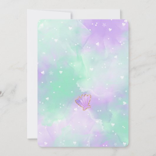 Paarse Zeemeermin Verjaardagsuitnodiging Kaart (Achterkant)