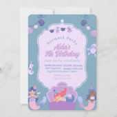 Paarse Zeemeermin Verjaardagsuitnodiging Kaart (Voorkant)