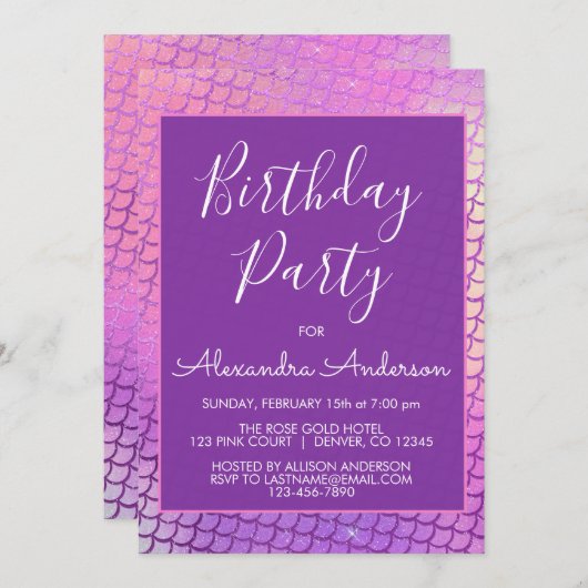 Paarse zeemeermin volwassene of kind elke leeftijd kaart