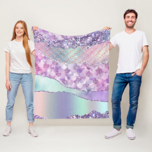 Paarse Zeemeermin Vonken Fleece Deken