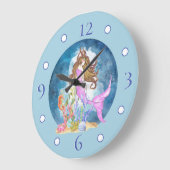 Paarse Zeemeermin Waterverf grote acrylwandklok Grote Klok (Hoek)