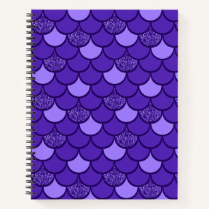 Paarse zeemeermindel met glittereffect notitieboek