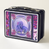 Paarse zeemeerminnelijke metalen lunchbox (Achterkant)