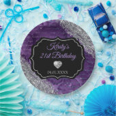 Paarse zeemeerminnen Silver Glitter Birthday Papieren Bordje (Feest)