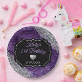 Paarse zeemeerminnen Silver Glitter Birthday Papieren Bordje (Feest)