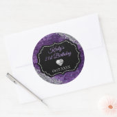 Paarse zeemeerminnen Silver Glitter Birthday Ronde Sticker (Envelop)