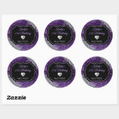 Paarse zeemeerminnen Silver Glitter Birthday Ronde Sticker (Vel)