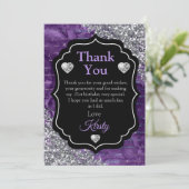 Paarse Zeemeerminnen Silver Glitter Dank u Bedankkaart (Staand voorkant)