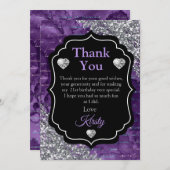 Paarse Zeemeerminnen Silver Glitter Dank u Bedankkaart (Voorkant / Achterkant)