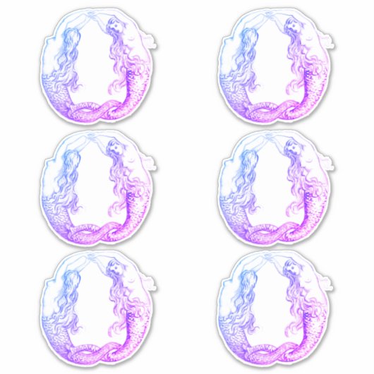  Paarse  zeemeerminnen Sticker (Voorkant)