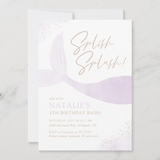 Paarse Zeemeerminnende dag Kaart (Voorkant)