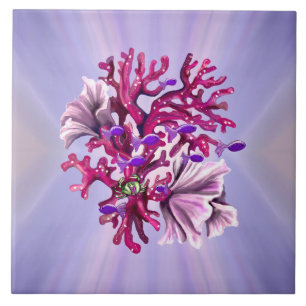 Paarse zeemeerminnende keramische tegel tegeltje