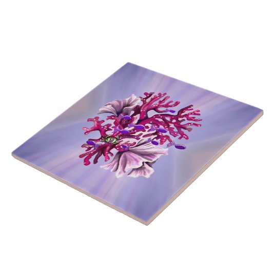 Paarse zeemeerminnende keramische tegel tegeltje (Zijkant)