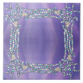 Paarse zeemeerminnende keramische tegel tegeltje