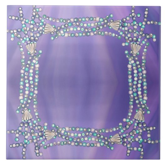 Paarse zeemeerminnende keramische tegel tegeltje (Voorkant)