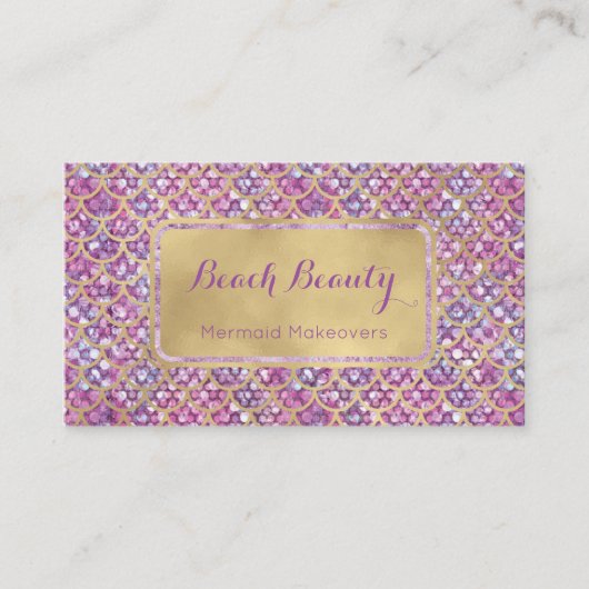 Paarse Zeemeerminnende Visitekaartjes Goud en zaag (Voorkant)