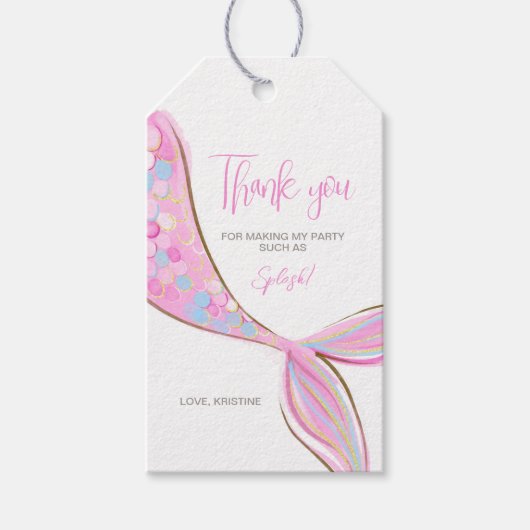 Paarse Zeemeerminstaart Feest Cadeautag Cadeaulabel (Voorkant)