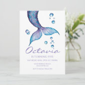 Paarse zeemeerminstaart onder het Zee Verjaardag Kaart (Staand voorkant)