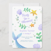 Paarse Zeemeerminstaart Onder Zee Verjaardag Kaart (Voorkant)