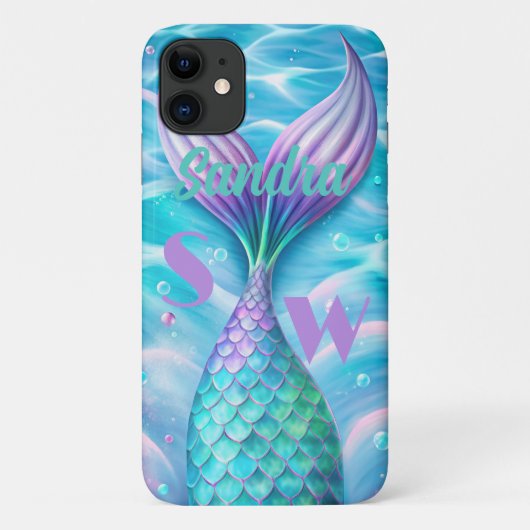 paarse zeemijtmonogram Case-Mate iPhone case (Achterkant)