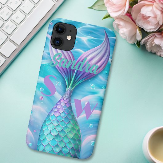 paarse zeemijtmonogram Case-Mate iPhone case