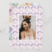 Paarse Zeeschelp Aquarel Foto & QR Save The Date (Voorkant / Achterkant)