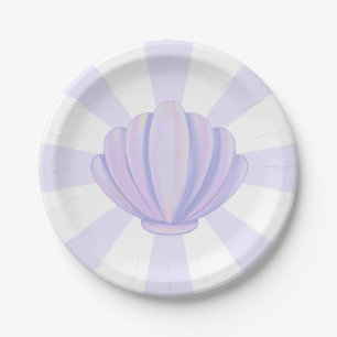 Paarse Zeeschelp Sterrenexplosie Verjaardagsfeestj Papieren Bordje