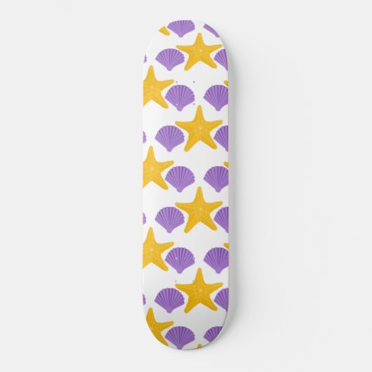 Paarse Zeeschelpen Gele Zeester Zeeleven Persoonlijk Skateboard (Voorkant)