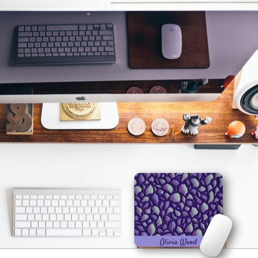 Paarse zeeschelpen muismat