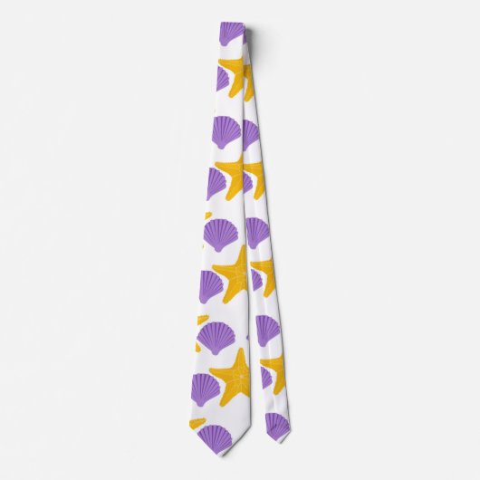 Paarse zeescholen gele stervis stropdas (Voorkant)