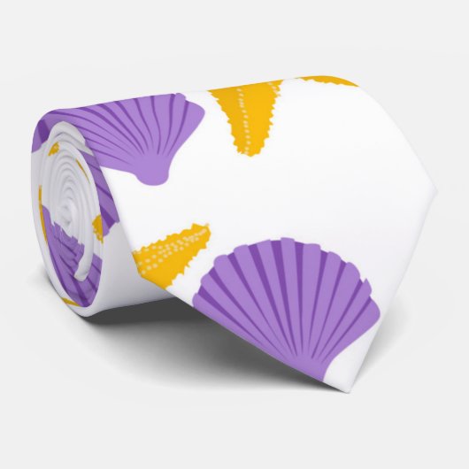 Paarse zeescholen gele stervis stropdas (Opgerold)