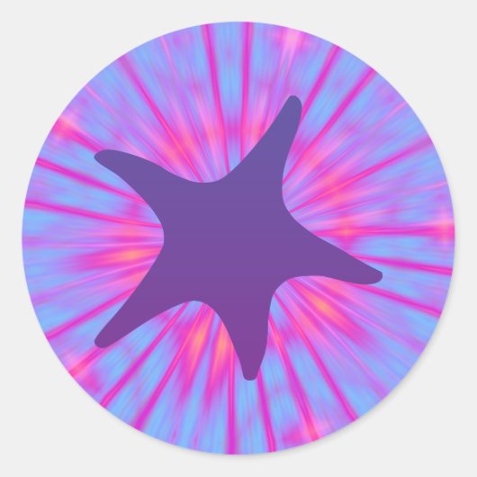 Paarse Zeester Ronde Sticker (Voorkant)