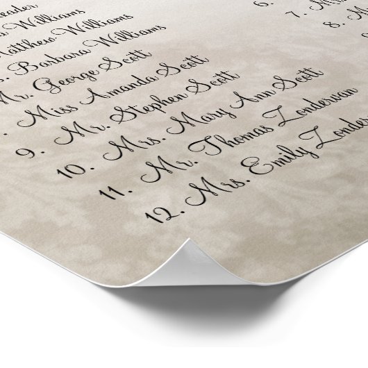 Paarse zgn. Heart Leaf Tree Seating Chart 12 Table Poster (Hoek)