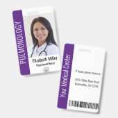 Paarse Ziekenhuisarts Foto ID Badge (Front & Back)